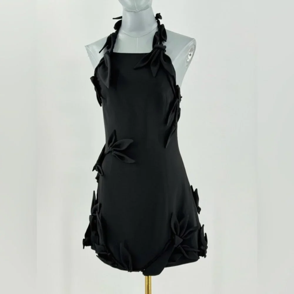 🆕 CULT GAIA 🧿 NWT Elliana Calla Lily Floral Appliqué Mini, Black - Sz 0
